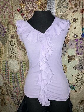 Sleeveless Ruffle Front Camisole in Lilac - Women
